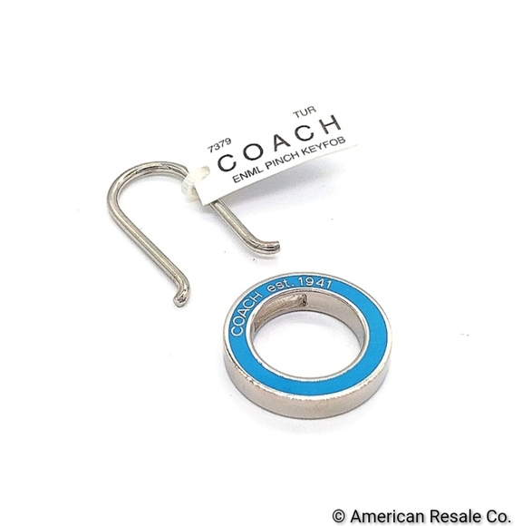 NWT COACH Vintage Sky Blue Enamel Pinch Lock Locket Keychain FOB purse charm - Picture 6 of 9